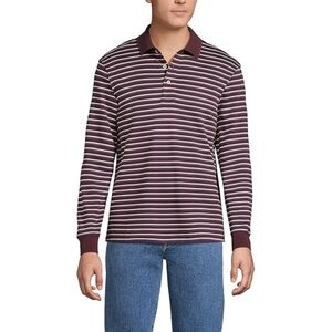 Sun River Men's Burgundy Striped Polo Shirt